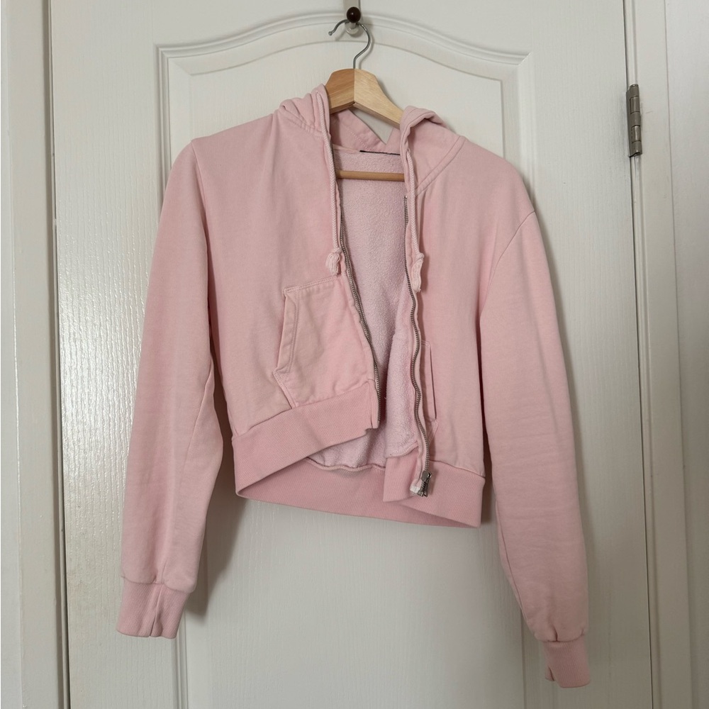 brandy melville pink cropped crystal hoodie